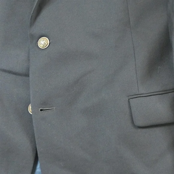 Hart Schaffner Marx 50L Navy Blue 100% Wool Gold Button Mens Blazer Sport Coat‎